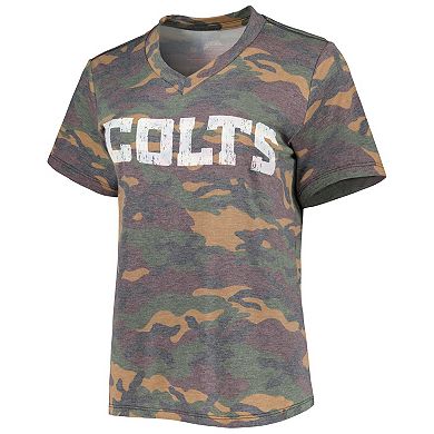 Women's Majestic Threads Jonathan Taylor Camo Indianapolis Colts Name & Number V-Neck Tri-Blend T-Shirt