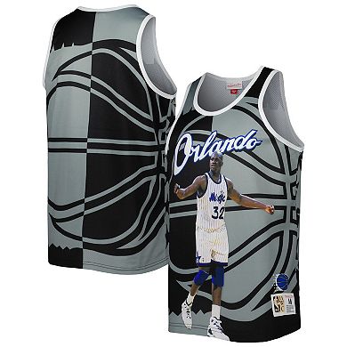 Men's Mitchell & Ness Shaquille O'Neal Black/Gray Orlando Magic Sublimated Player Tank Top