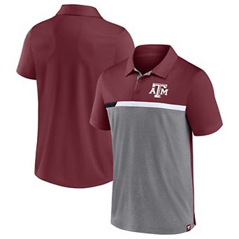 Men's Fanatics Branded Maroon/Heathered Gray Texas A&M Aggies Split Block Color Block Polo