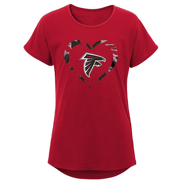 Girls Youth Red Atlanta Falcons Tie-Dye Heart T-Shirt