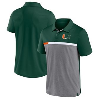 Men's Fanatics Branded Hunter Green/Heathered Gray Miami Hurricanes Split Block Color Block Polo