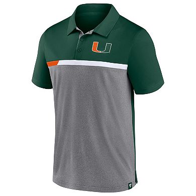 Men's Fanatics Branded Hunter Green/Heathered Gray Miami Hurricanes Split Block Color Block Polo