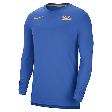 Men's Nike Blue UCLA Bruins 2022 Coach Performance Long Sleeve V-Neck T-Shirt