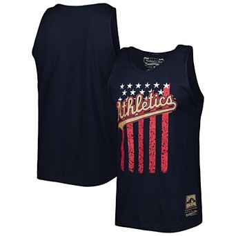 Men's Mitchell & Ness Navy Oakland Athletics Cooperstown Collection Stars and Stripes Tank Top