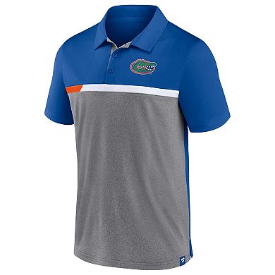 Men's Fanatics Branded Royal/Heathered Gray Florida Gators Split Block Color Block Polo