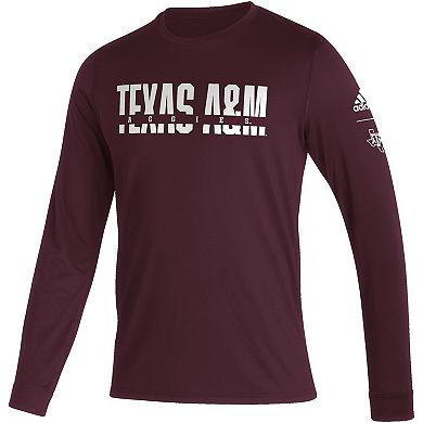 Men's adidas Maroon Texas A&M Aggies Sideline Locker Strikethrough Creator AEROREADY Long Sleeve T-Shirt