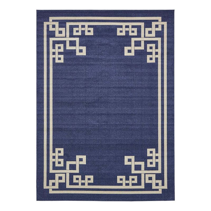 Unique Loom Geometric Athens Rug, Blue, 8Ft Rnd