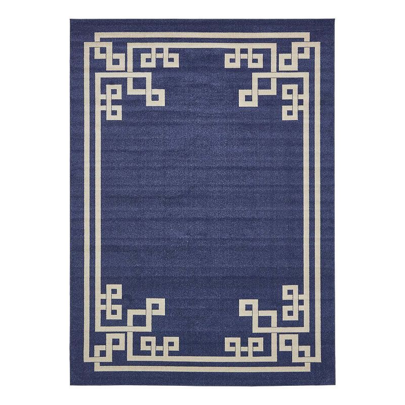 Unique Loom Geometric Athens Rug, Blue, 8Ft Rnd