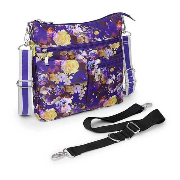 LeSportsac Purple Quilted Nylon Large Crossbody Bag Purse Big Pockets