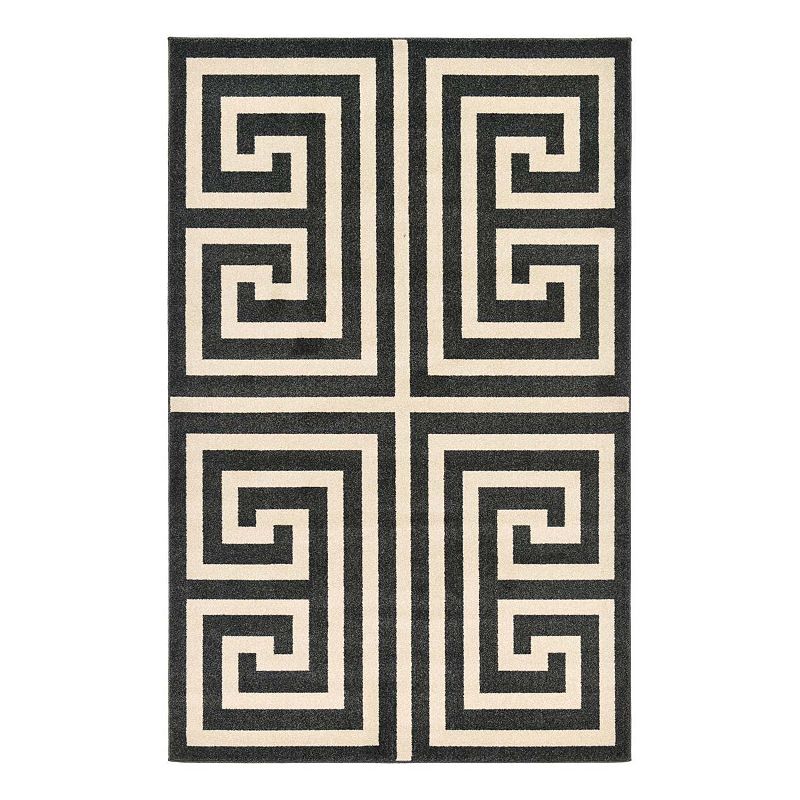 Unique Loom Greek Key Athens Rug, Black, 8Ft Sq