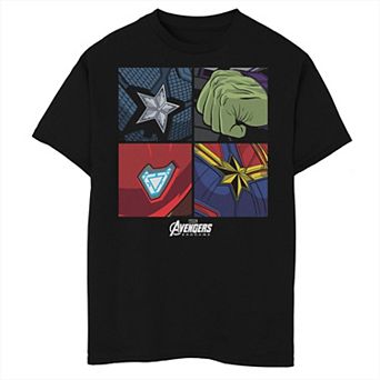 Boys 8-20 Marvel Avengers Endgame Captain America Hulk Iron Man Captain Marvel Panel Tee