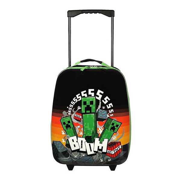 Minecraft Kids Suitcase for Boys and Girls Foldable Trolley Hand Luggage Bag Carry on Gamer Travel Bag with Wheels Size Cabin Bag Wheeled Bag with