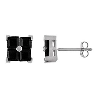 Men's Tiara 10k Gold Black Sapphire Stud Earrings