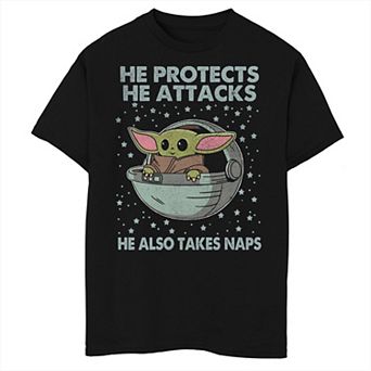 Boys 8-20 Star Wars The Mandalorian "Protect Attack Nap" Graphic Tee
