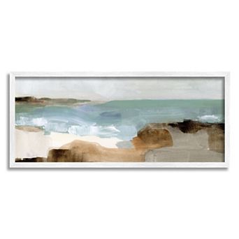 Stupell Home Decor Ocean Wave Landscape Muddy Earth Tones White Framed Wall Art