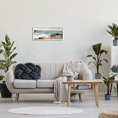 Stupell Home Decor Ocean Wave Landscape Muddy Earth Tones White Framed Wall Art