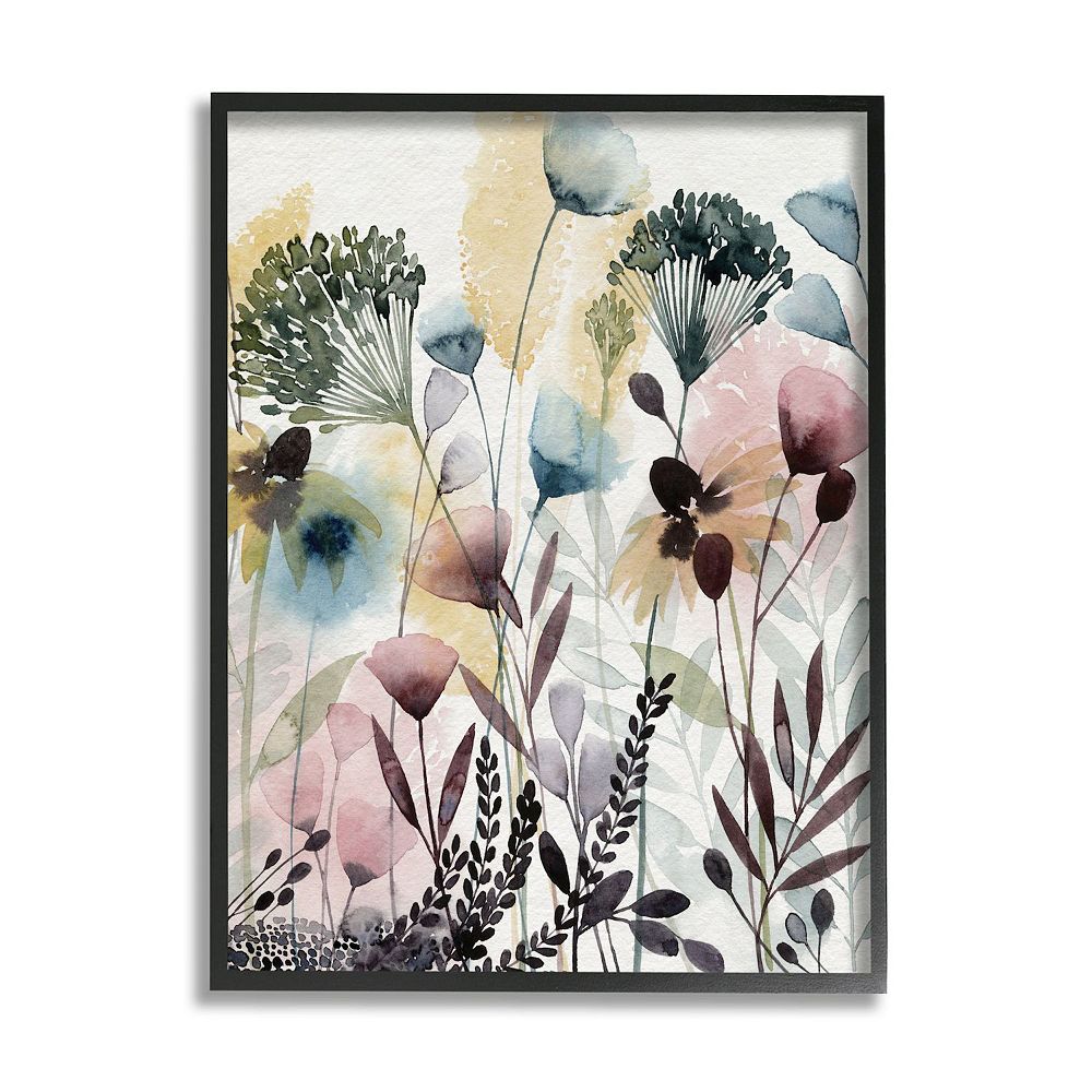 Stupell Home Decor Wild Florals Opaque Layers Soft Framed Wall Art