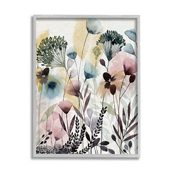 Stupell Home Decor Wild Florals Opaque Layers Soft Framed Wall Art