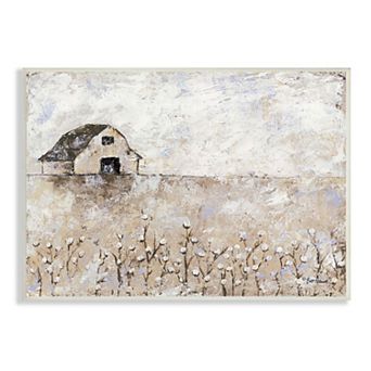 Stupell Home Decor White Barn Cotton Field Wall Art