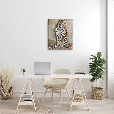 Stupell Home Decor Tiger Gazing Collage Orange Brown Framed Wall Art