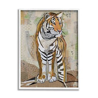 Stupell Home Decor Tiger Gazing White Framed Wall Art