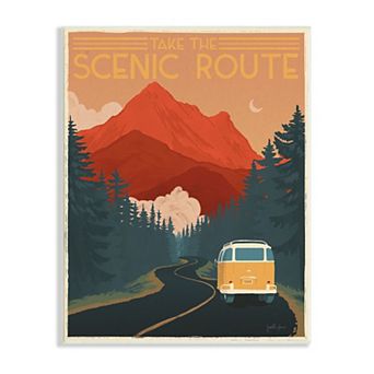 Stupell Home Decor Take the Scenic Route Phrase Retro Wall Art