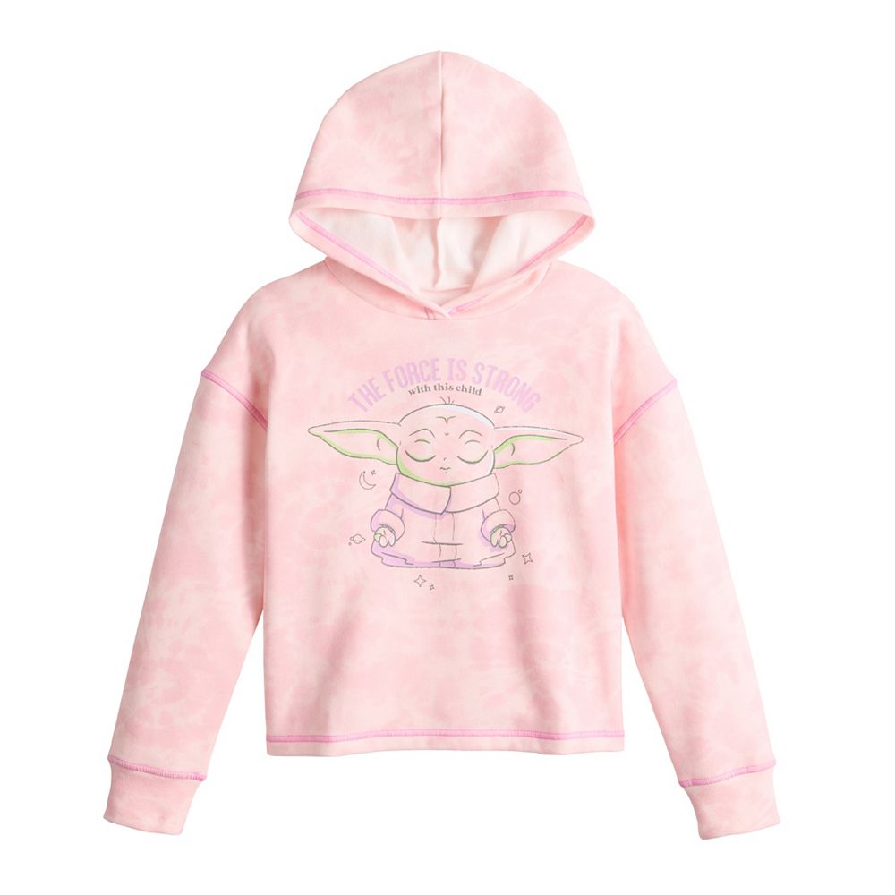 Girls 7 16 grogu baby yoda the force is strong fleece hoodie