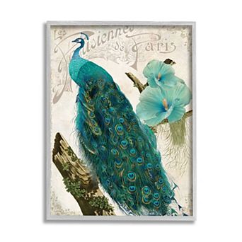 Stupell Home Decor Parisian Peacock Bird Framed Wall Art