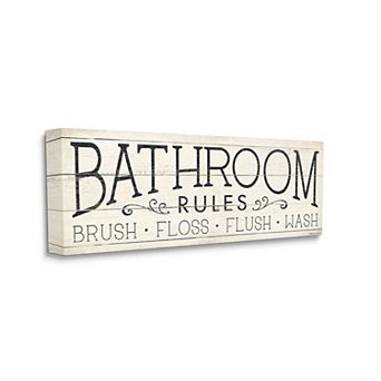 Stupell Home Decor 4 Bathroom Rules Canvas Wall Art