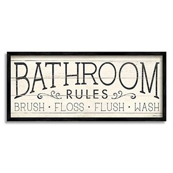 Stupell Home Decor 4 Bathroom Rules Framed Wall Art