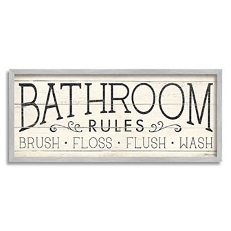 Stupell Home Decor Bathroom Rules Rustic Framed Wall Art