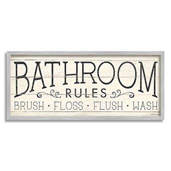 Stupell Home Decor Bathroom Rules Rustic Framed Wall Art