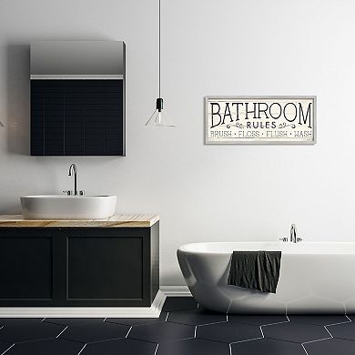 Stupell Home Decor Bathroom Rules Rustic Framed Wall Art