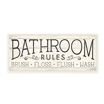Stupell Home Decor Bathroom Rules Rustic Plaque Wall Art