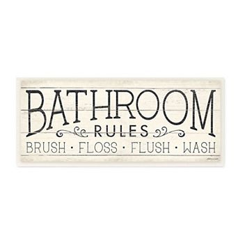 Stupell Home Decor Bathroom Rules Rustic Plaque Wall Art