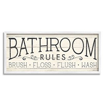 Stupell Home Decor Rustic Bathroom Rules Framed Wall Art