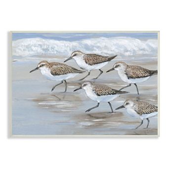 Stupell Home Decor Sandpiper Bird Flock Marching Plaque Wall Art