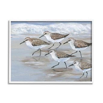 Stupell Home Decor Sandpiper Bird Flock Marching Beach Framed Wall Art