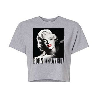 Juniors' Marilyn Monroe "Born Beautiful" Cropped Graphic Tee