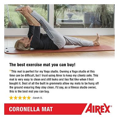 Airex Coronella Closed Cell Foam Fitness Mat With Grommets for Yoga & More, Blue