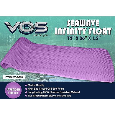 Vos 72" Soft Wavy Foam UV Chlorine Resistant Water Pool Float Lounge, Lavender
