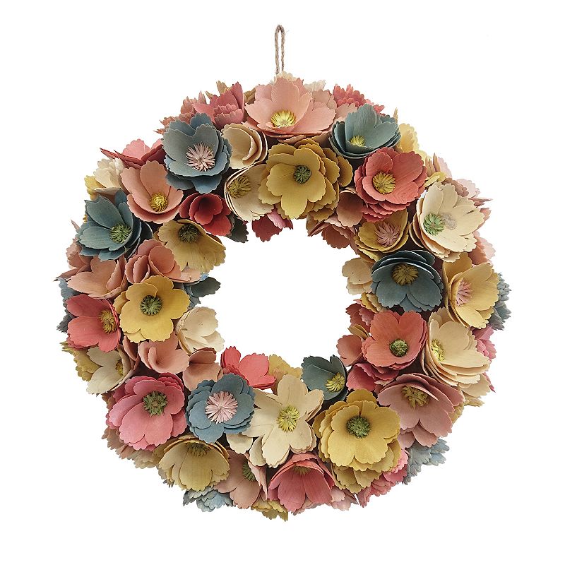 58120309 Celebrate Together Easter Floral Wood Curl Wreath, sku 58120309