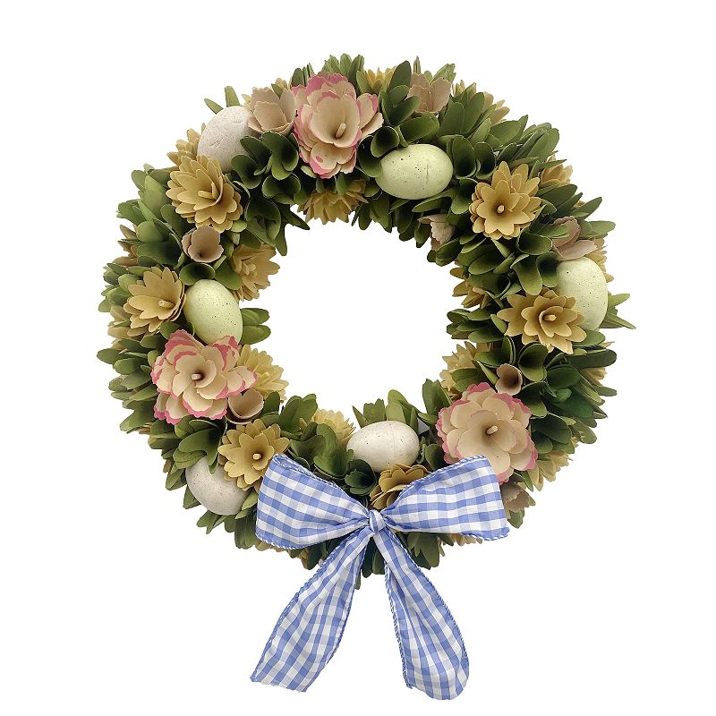 Celebrate Together Easter Wood Curl Flowers & Eggs Wreath, Multicolor