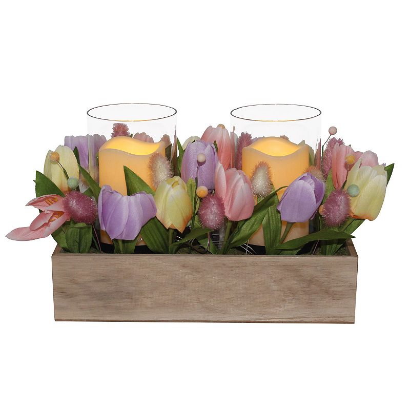 Celebrate Together Easter LED Candle & Faux Tulips Table Decor, Multicolor