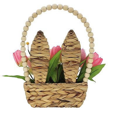 Celebrate Together™ Easter Woven Bunny Basket With Faux Flowers Wall Decor