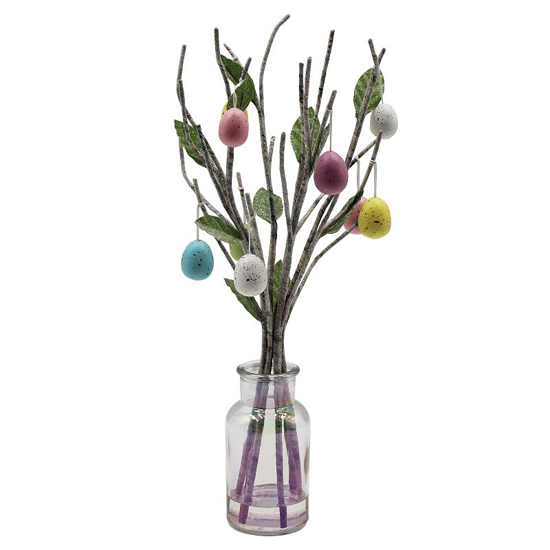 Celebrate Together Easter Glass Vessel Egg Tree Floor Decor, Multicolor