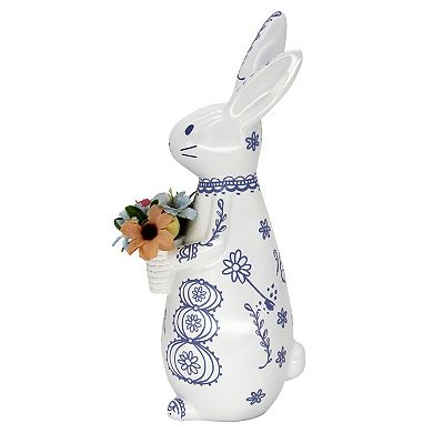 Celebrate Together™ Easter Folk Patterned Bunny With Faux Flowers Table Decor