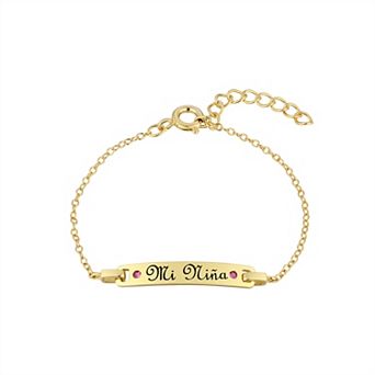 Charming Girl Kids 14k Gold Over Silver "Mi Niña" Cubic Zirconia ID Bracelet
