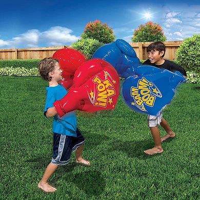 Banzai Battle Bop Combo Pack w/ Inflatable Gloves & Body Bumpers, 2 Pairs Each + Banzai Sun 'N Splash Fun Kids Inflatable Bounce House & Water Slide Splash Park
