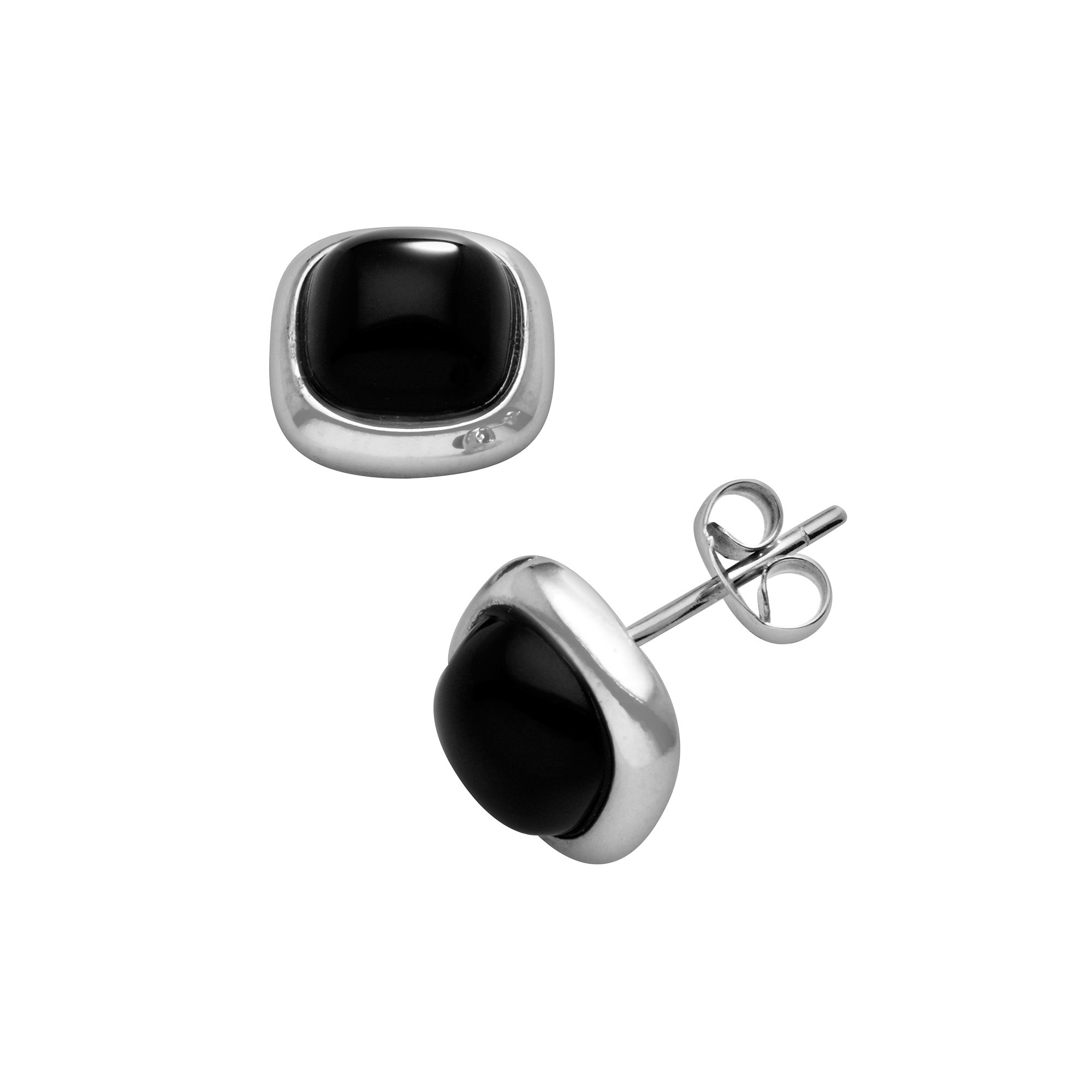 Sterling Silver Onyx Stud Earrings, Womens